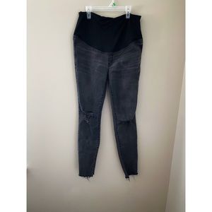 Madewell Distressed Black Maternity Skinny Jeans